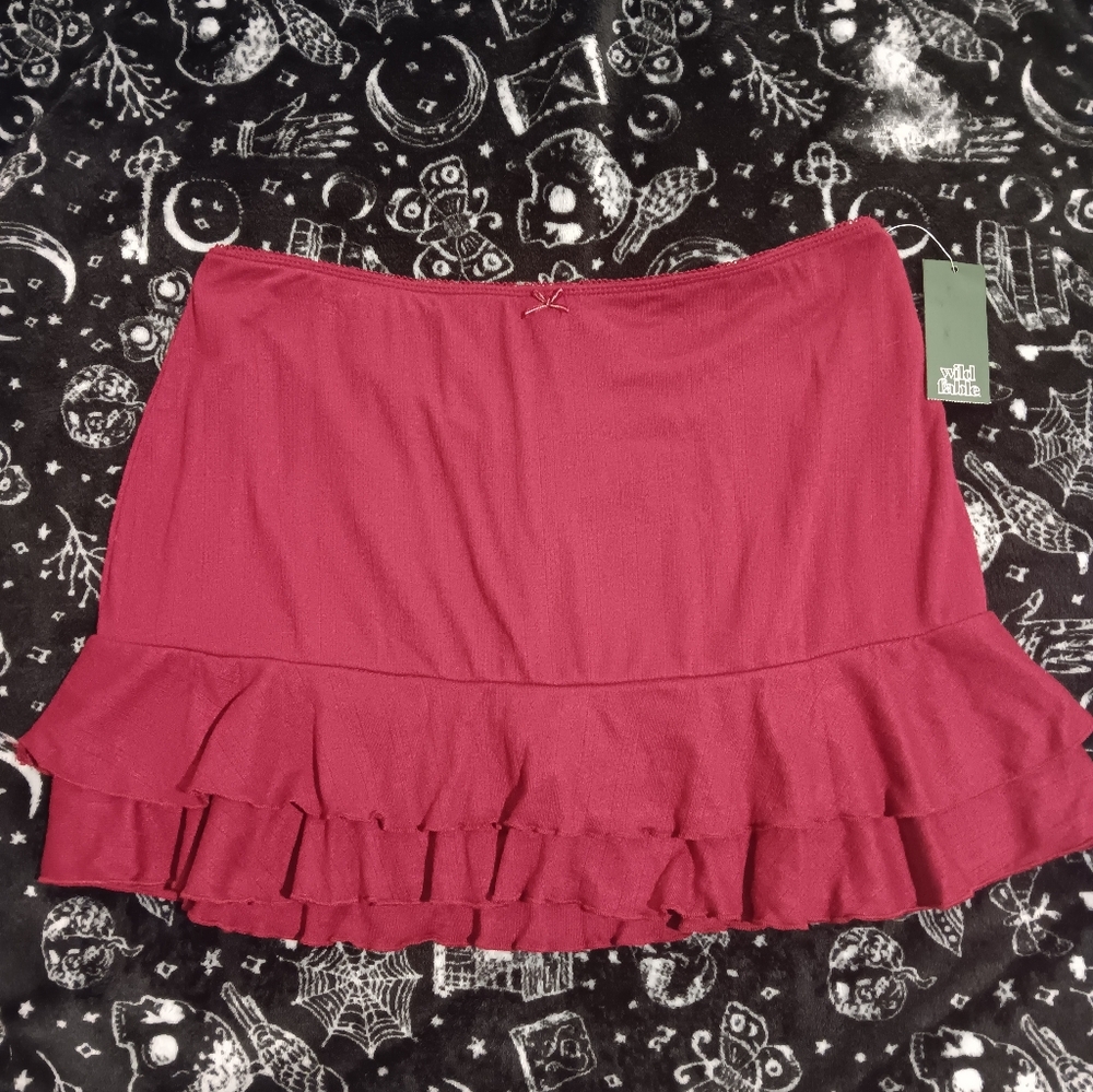 Burgundy Ruffle Skort